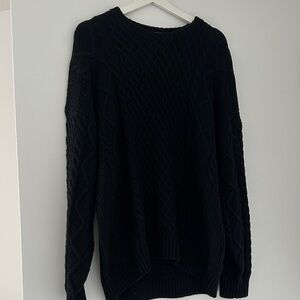 Aritzia Sunday Best Heritable wool Black Cable Knit Sweater